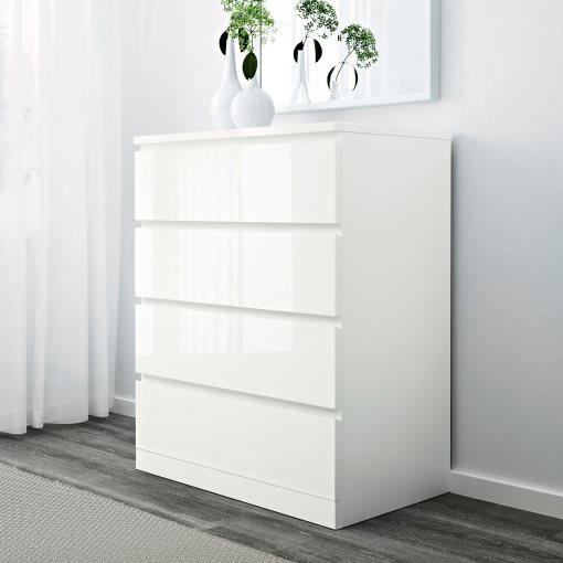 MALM, chest of 4 drawers/high-gloss, 80x100 cm, 504.240.54