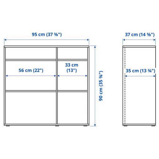 VIHALS, shelving unit with 4 shelves, 95x37x90 cm, 504.832.89