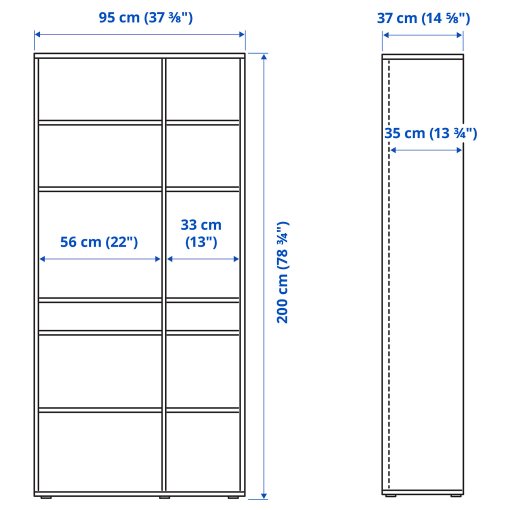 VIHALS, shelving unit with 10 shelves, 95x37x200 cm, 505.429.05