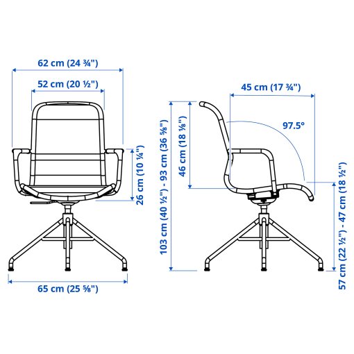 STIGBYGEL, swivel chair with armrests, 505.564.31