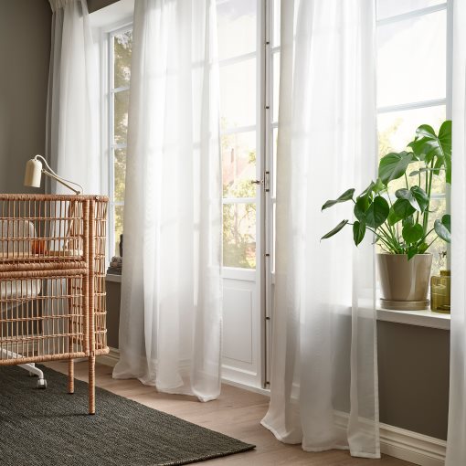 STENFRÖ, sheer curtains with heading tape/1 pair, 145x300 cm, 505.621.25