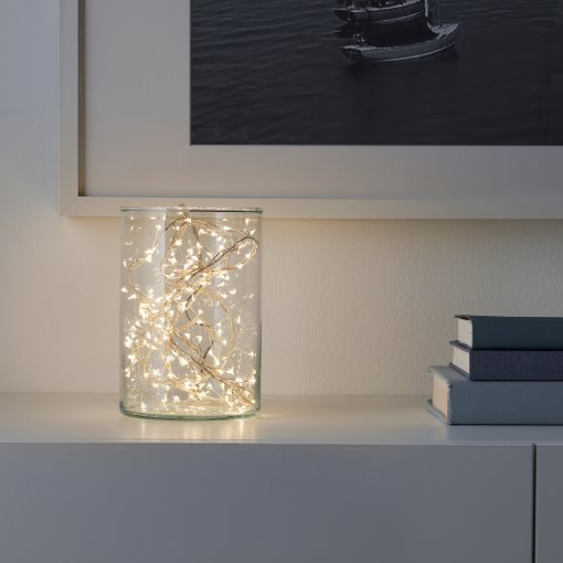 STRÅLA, γιρλάντα με ενσωματωμένο φωτισμό LED/160 λαμπτήρες/λειτουργία με μπαταρία μίνι, 505.824.54