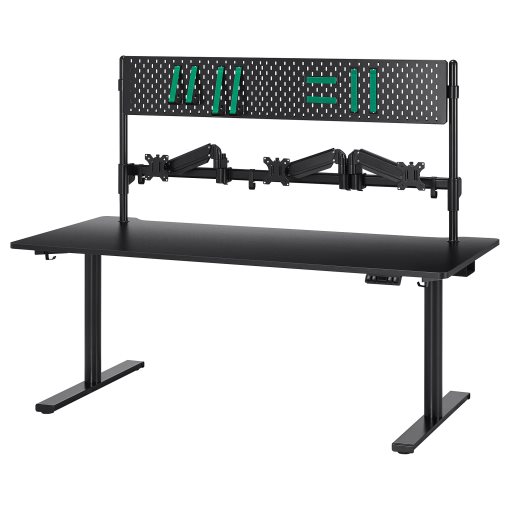 MÅLOMRÅDE, electric gaming desk sit/stand with monitor arms, 180x80 cm, 505.858.05