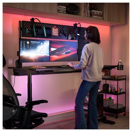 MÅLOMRÅDE, electric gaming desk sit/stand with monitor arms, 180x80 cm, 505.858.05