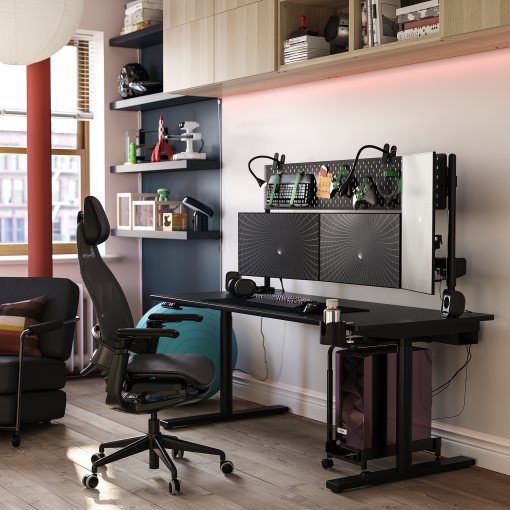 MÅLOMRÅDE, electric gaming desk sit/stand with monitor arms, 180x80 cm, 505.858.05