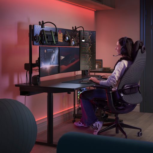 MÅLOMRÅDE, electric gaming desk sit/stand with monitor arms, 180x80 cm, 505.858.05