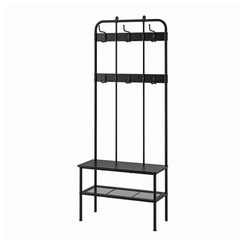 NIPÅSEN, coat rack and bench with shoe storage, 190x35x79 cm, 505.861.45