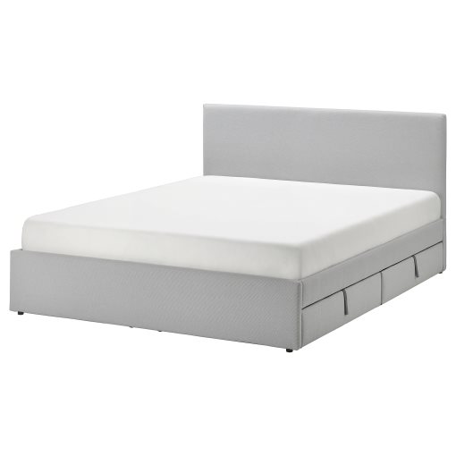 GLADSTAD, upholstered bed with 4 storage boxes, 160x200 cm, 594.070.12