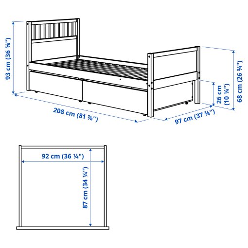 SMYGA, bed frame with storage, 90x200 cm, 594.441.42