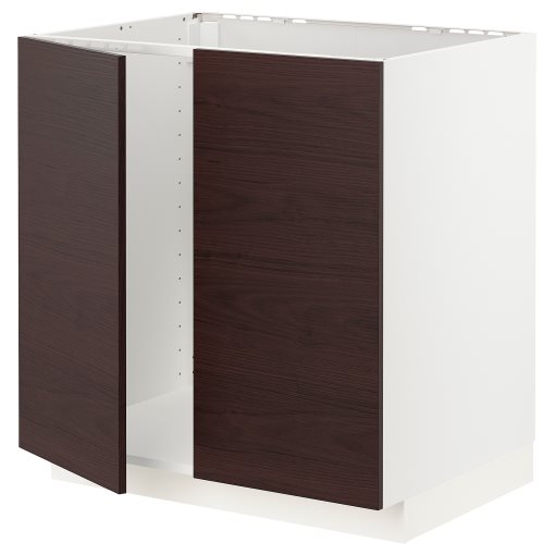 METOD, base cabinet for sink/2 doors, 80x60 cm, 594.523.87