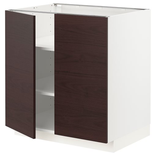METOD, base cabinet with shelves/2 doors, 80x60 cm, 594.541.69