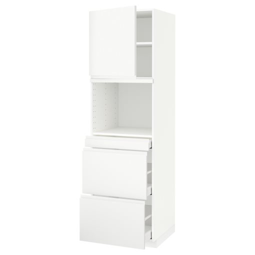METOD, high cabinet for microwave combi with door/3 drawers, 60x60x200 cm, 594.609.81