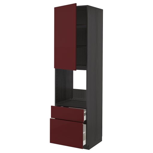 METOD/MAXIMERA, high cabinet for oven with door/2 drawers, 60x60x220 cm, 594.690.76