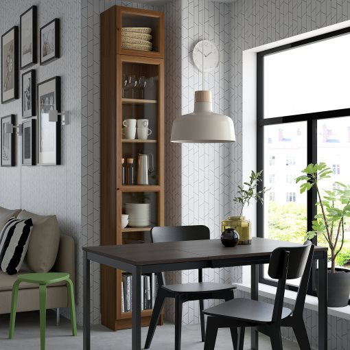 BILLY/OXBERG, βιβλιοθήκη με γυάλινες πόρτες/μονάδα επέκτασης ύψους, 40x30x237 cm, 594.833.60