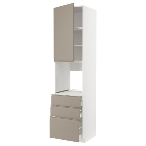 METOD, high cabinet for oven with door/3 drawers, 60x60x240 cm, 594.923.07