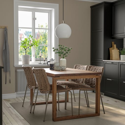 MÖRBYLÅNGA/TEGELÖN, τραπέζι και 4 καρέκλες, 140x85 cm, 595.012.36