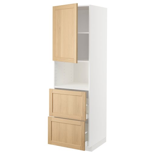 METOD, high cabinet for microwave with door/2 drawers, 60x60x200 cm, 595.095.53