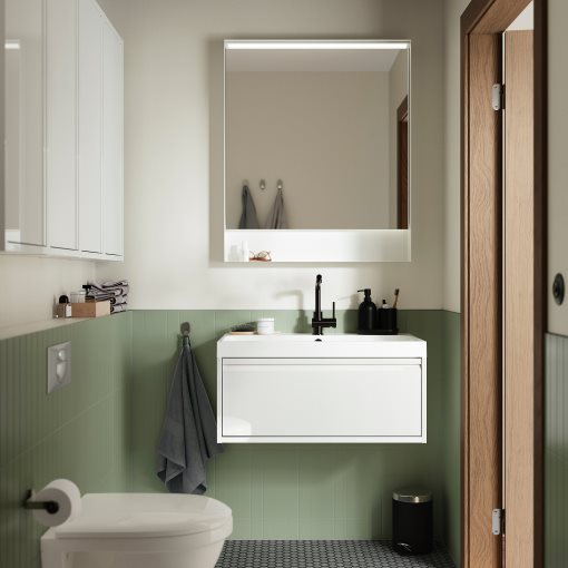 FAXALVEN, mirror with built-in lighting, 80x95 cm, 595.167.04