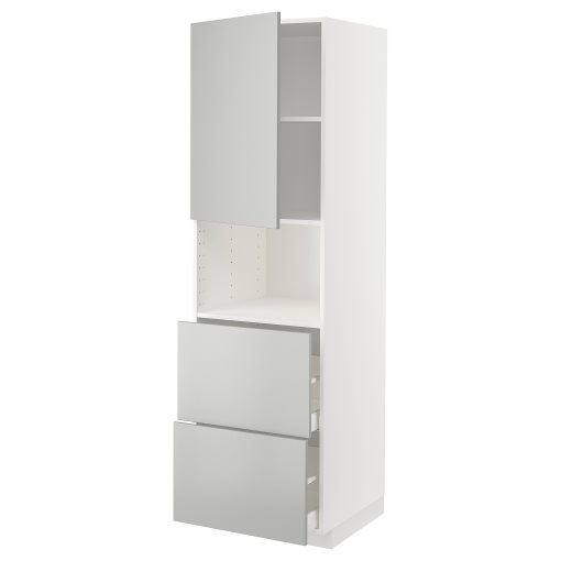 METOD, high cabinet for microwave with door/2 drawers, 60x60x200 cm, 595.391.59