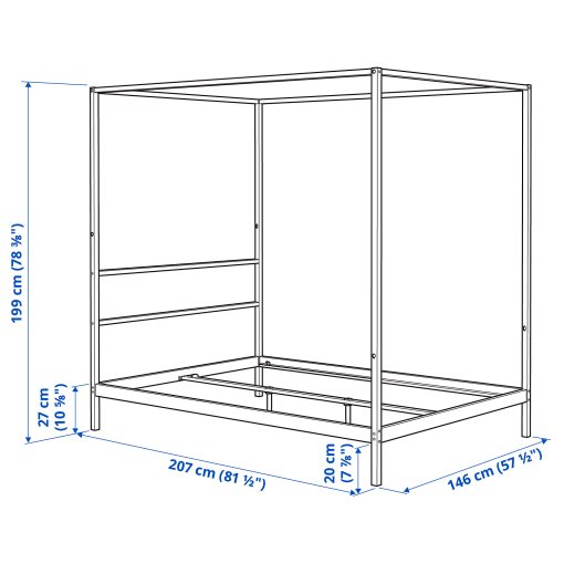 VITARNA, four-poster bed frame/pegboard, 140x200 cm, 595.563.37