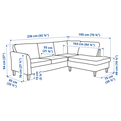 EKHOLMA, corner sofa, 4-seat with open end, 595.629.70
