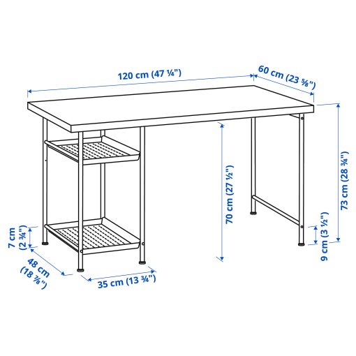 LAGKAPTEN/SPAND, desk, 120x60 cm, 595.636.20