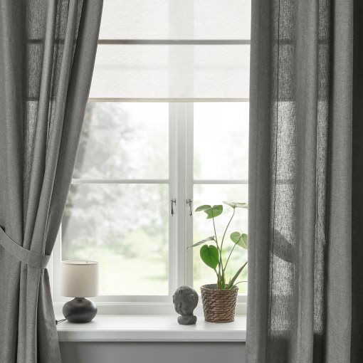 LENDA, curtains with tie-backs 1 pair, 140x300 cm, 605.528.71