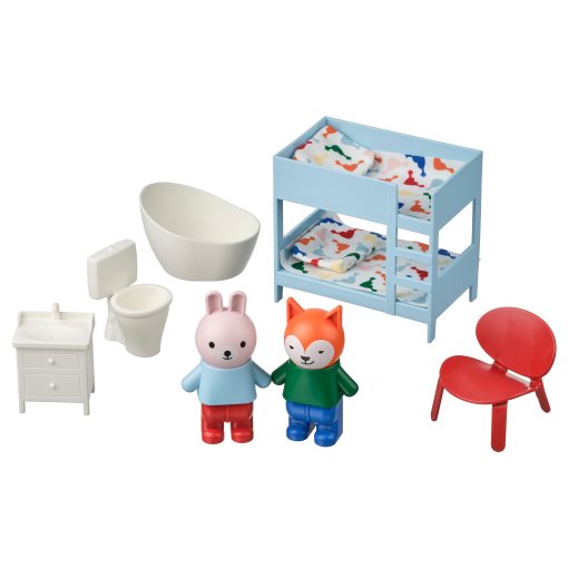HUSET, dollhouse furniture and figures/bedroom/bathroom, 605.974.93