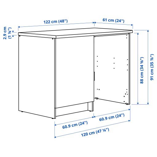 KNOXHULT, base cabinet with door and niche, 120x61x91 cm, 606.040.78
