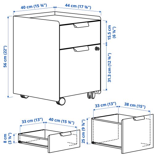 TROTTEN, drawer unit with 2 drawers on castors, 606.196.64