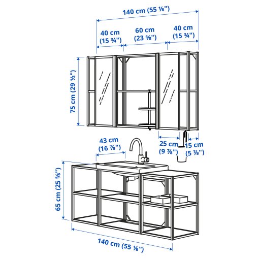 ENHET/TVALLEN, έπιπλα μπάνιου, 17 τεμ., 693.376.36