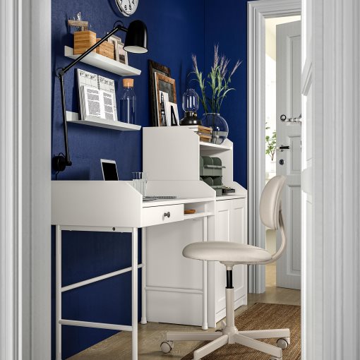 HAUGA/BLECKBERGET, desk and storage combination with swivel chair, 694.364.72