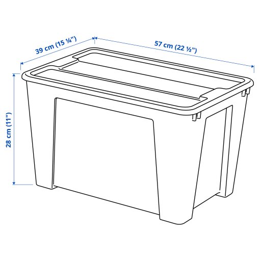 SAMLA, κουτί με καπάκι, 57x39x28 cm/45 l, 694.407.61