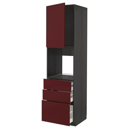 METOD/MAXIMERA, high cabinet for oven with door/3 drawers, 60x60x220 cm, 694.543.95