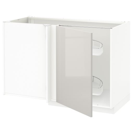 METOD, corner base cabinet with pull-out fitting, 128x68 cm, 694.635.02