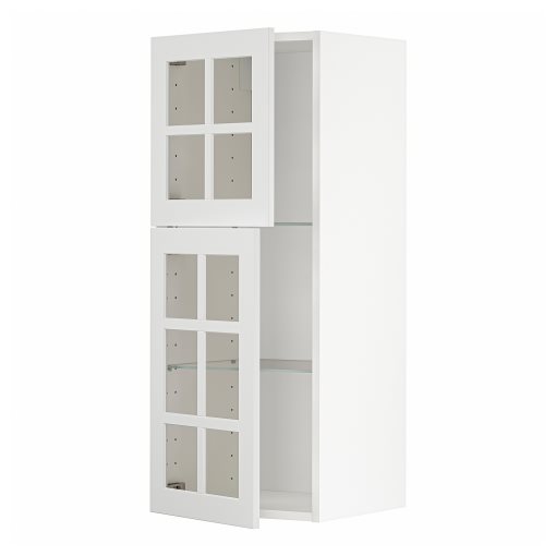 METOD, wall cabinet with shelves/2 glass doors, 40x100 cm, 694.645.73