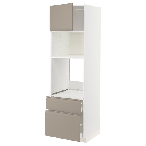 METOD, high cabinet for oven/microwave with door/2 drawers, 60x60x200 cm, 694.918.97