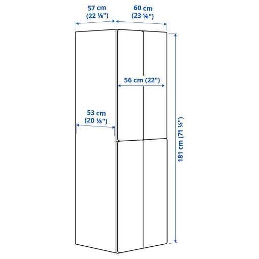 SMASTAD/PLATSA, wardrobe with 2 clothes rails, 60x57x181 cm, 695.465.31