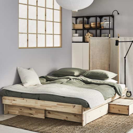 GLAMBERGET, extendable bed with storage and 2 mattresses, 80x200 cm, 695.683.54