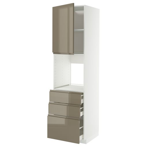 METOD, high cabinet for oven with door/3 drawers, 60x60x220 cm, 695.767.83