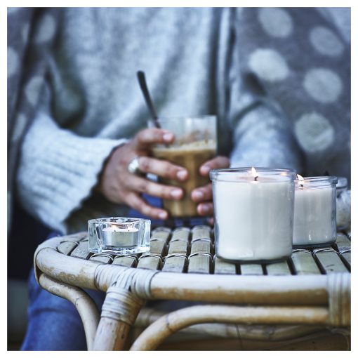 JÄMLIK, αρωματικό κερί σε ποτήρι/βανίλια, 40 ώρες, 705.021.78