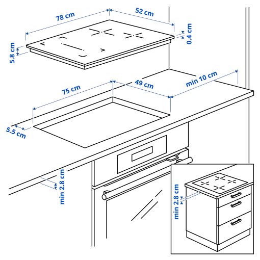 ROGESTAD, επαγωγική εστία/IKEA 500, 78 cm, 705.595.13
