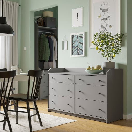 HAUGA, chest of 6 drawers, 138x46x84 cm, 705.815.33
