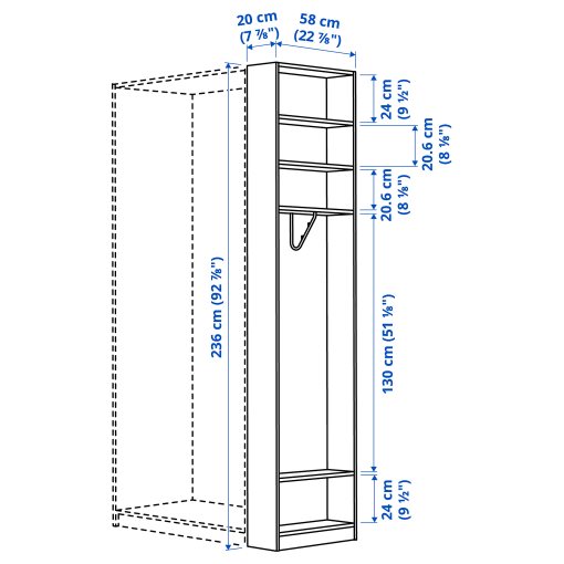 PAX, add-on end-unit, 20x58x236 cm, 706.038.51