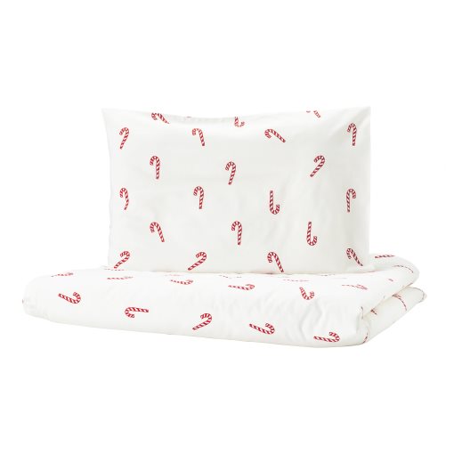 LÖVSÅNGARE, duvet cover 1 pillowcase for cot, 110x125/35x55 cm, 706.123.65