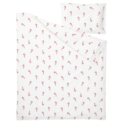 LÖVSÅNGARE, duvet cover 1 pillowcase for cot, 110x125/35x55 cm, 706.123.65