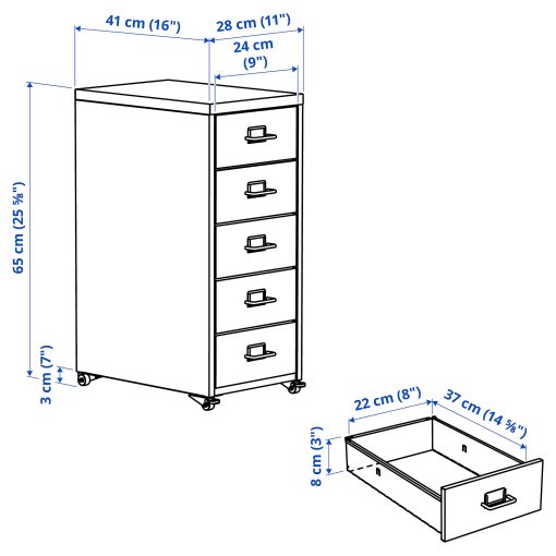 HELMER, drawer unit on castors, 28x65 cm, 706.250.23