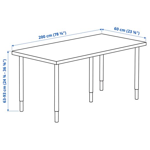 LAGKAPTEN/OLOV, γραφείο, 200x60 cm, 794.176.04