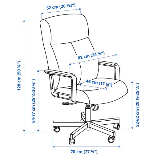 MALM/MILLBERGET/BILLY/OXBERG, σύνθεση γραφείου και αποθήκευσης με περιστρεφόμενη καρέκλα, 794.363.77
