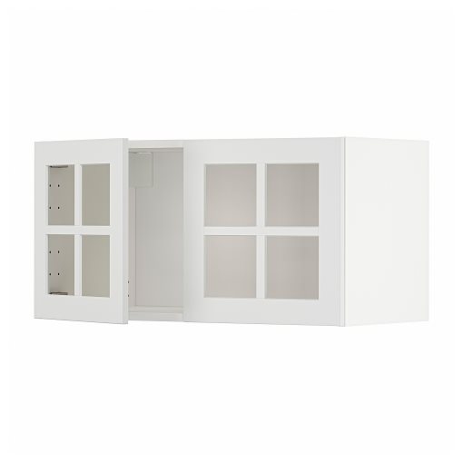 METOD, wall cabinet with 2 glass doors, 80x40 cm, 794.555.68